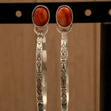 Opal-Embedded Fashion Earrings