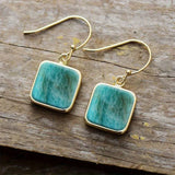 Retro Square Turquoise Stone Earrings