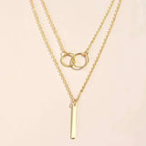 Vintage Gold Double Circle Pendant Necklace