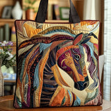 Quilted Tote Bag - Multicolor Mosaic Horse