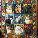 Whimsical Whiskers Quilted Blanket NCU0DK159