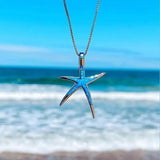 Starfish Necklace with Blue and Silver Opal Accents