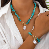 Chic Natural Stone and Pearl Jewelry Set