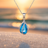 Artisan Blue Zircon Light Drop Necklace
