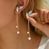 Graceful Leaf-Inspired Earrings Adorned with Pearls