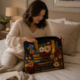 Quilted Tote Bag - Floral and book print