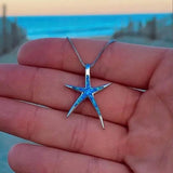 Starfish Necklace with Blue and Silver Opal Accents