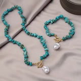 Chic Natural Stone and Pearl Jewelry Set