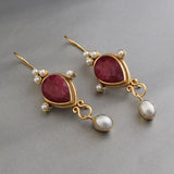 Classic Ruby and Pearl Vintage Earrings