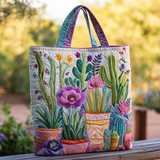 Cacti And Succulents XR0212004CL Quilted Tote Bag