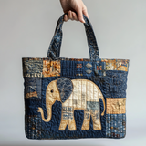 Elephant Patchwork XR0801010CL Quilted Tote Bag