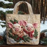Holly Spirit Pig WN2910038CL Quilted Tote Bag