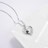 Necklace with Paw Print & Heart with Infinity Pendant