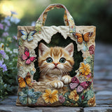 Butterfly Cat WN2609002CL Quilted Tote Bag