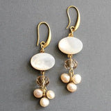 Chic White Stone and Pearl Elegant Earrings