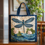 Dragonfly Above Lotus QA2111012CL Quilted Tote Bag