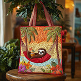 Tropical Summer Sloth QA2011027CL Quilted Tote Bag