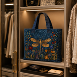 Quilted Tote Bag - Golden Dragonfly