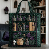 Gothic Botanical Bookshelf XR1111012CL Quilted Tote Bag