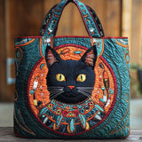 Cat Native American CW1201075CL Quilted Tote Bag