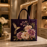 Quilted Tote Bag - Hummingbirds and Orchids