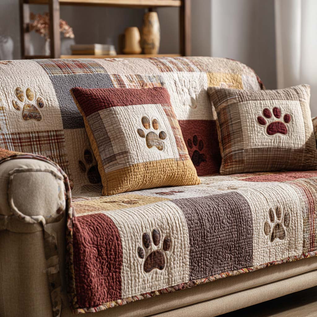 Pet Paw Quilted Sofa Cover NCU0VT338