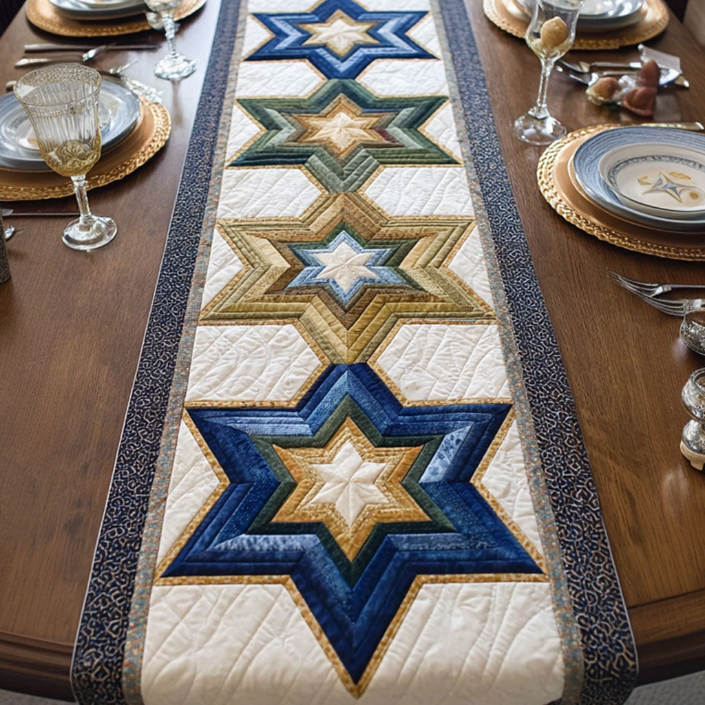 Star Of David Quilted Table Runner NCU0VT367