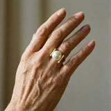 Vintage Pearl Inlaid Gold Ring