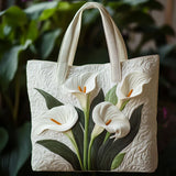 Quilted Tote Bag - White Calla Lilies