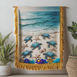 Beach Turtle Hatchlings Woven Sofa Blanket NCU0NT4765
