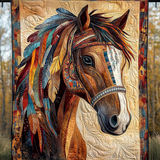 Brave Native Horse Art Quilt Hanging NCU0DV849