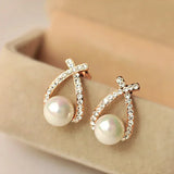 Eva - Pearl and Woven Crystal Earrings