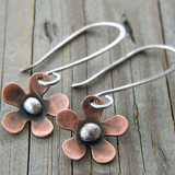 Retro Silver Floral Earrings