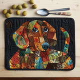 Cheerful Smile Autumn Dachshund Quilted Placemat NCU0TH004