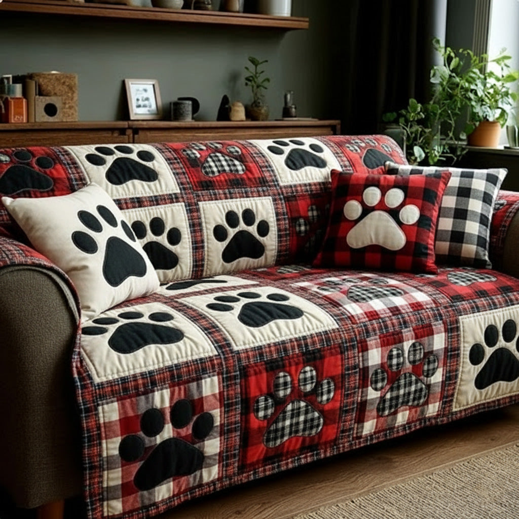 Pet Paw Quilted Sofa Cover NCU0VT358