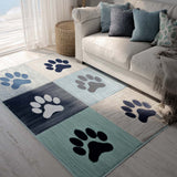 Coastal Blue Paw Area Rug NCU0XD2194
