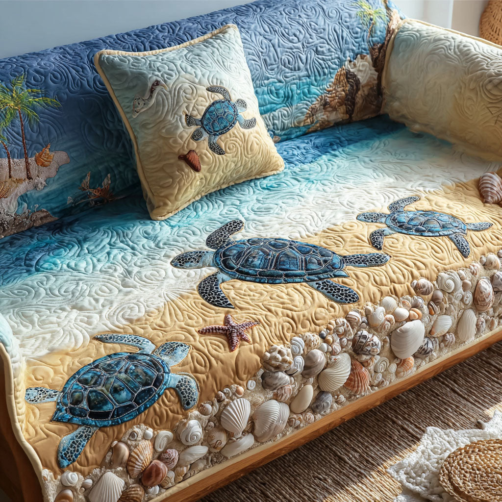 Coastal Quilted Sofa Cover NCU0VT362