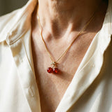 Golden Cherry Pendant Necklace