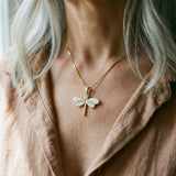 Opal-Embellished Gold Dragonfly Necklace