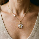 Sunflower Necklace with Gold-Plated Finish and Crystal Accents