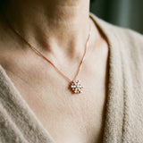Gold and Silver Crystal Necklace Adorned with Sparkling Snowflakes