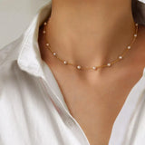 Delicate Gold Pearl Pendant Necklace