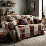 Farmhouse Patchwork Quilted Sofa Cover NCU0VT365