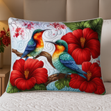 Crimson Blossom Pair Quilted Bedding Pillow Case NCU0NT8642
