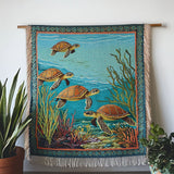 Deep Ocean Turtles Woven Sofa Blanket NCU0NT4767
