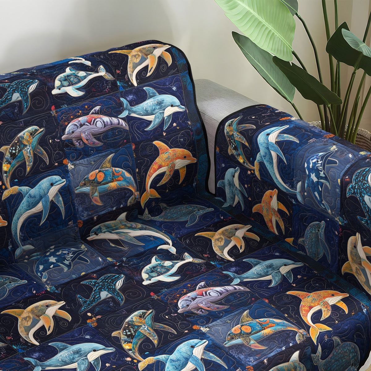 Coastal Quilted Sofa Cover NCU0VT362