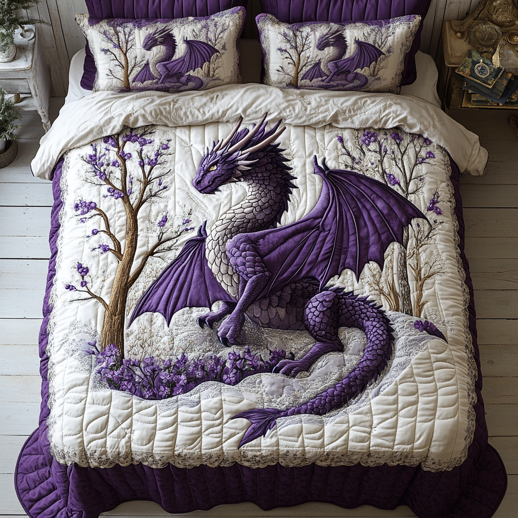 Dragon 3-Piece Quilted Bedding Set NCU0VT177