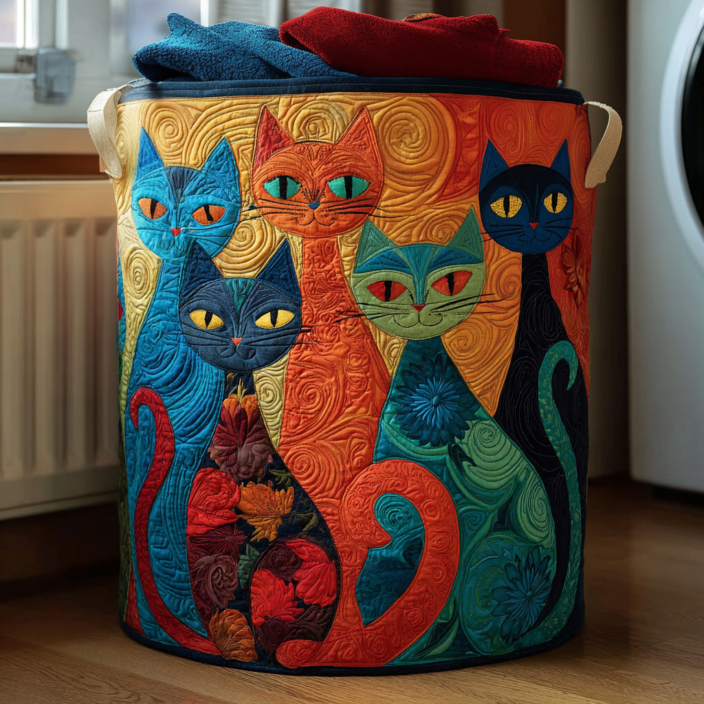 Cat Quilted Laundry Basket NCU0QN014