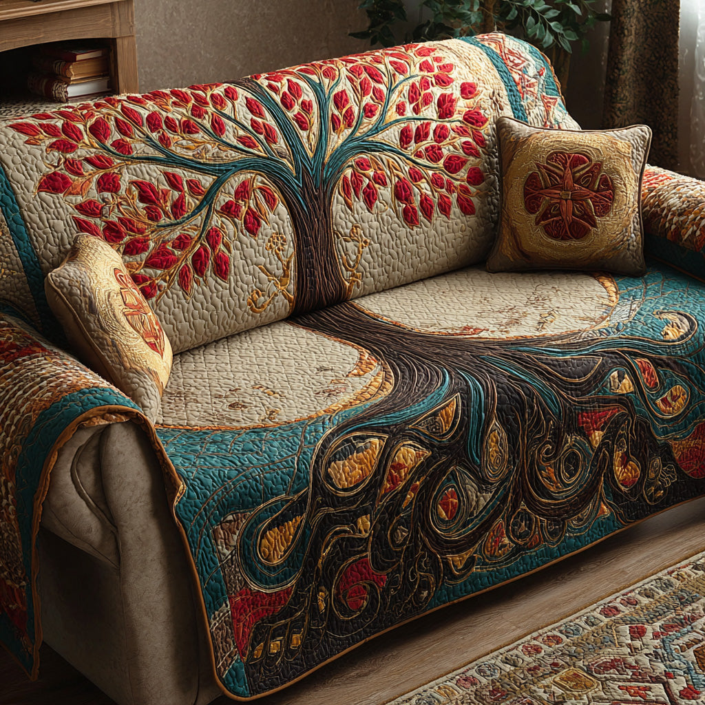 Tree Of Life Quilted Sofa Cover NCU0VT370