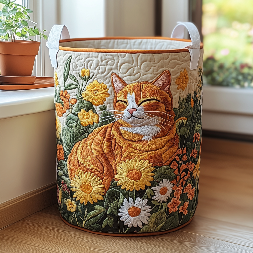Cat Quilted Laundry Basket NCU0QN017